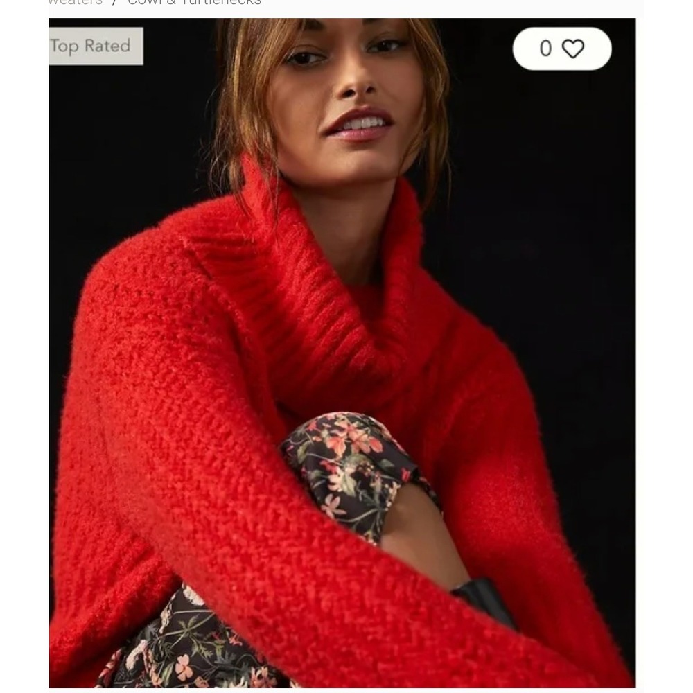 Maeve Anthropologie Sweater Womens XS Red Ribbed‎ Cowl Neck OB1566252 - Picture 3 of 11